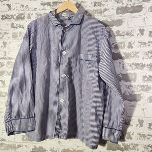 Peterborough Row Pajamas Mens Large Blue White Striped Cotton Sleepwear Set